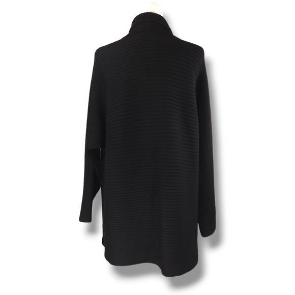 VTG EUC Helen Hsu N.Y. Made USA Wool Blend Open Front Ribbed Cardigan Sz S Black - Picture 3 of 9